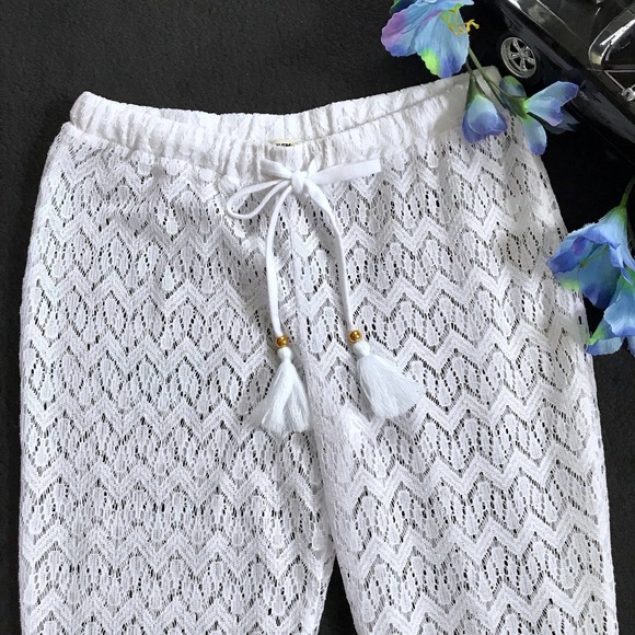 ❌SOLD❌ Miken Swim NWOT Sheer Crochet Swim Coverup Flare Pant Women XS - Picture 3 of 12